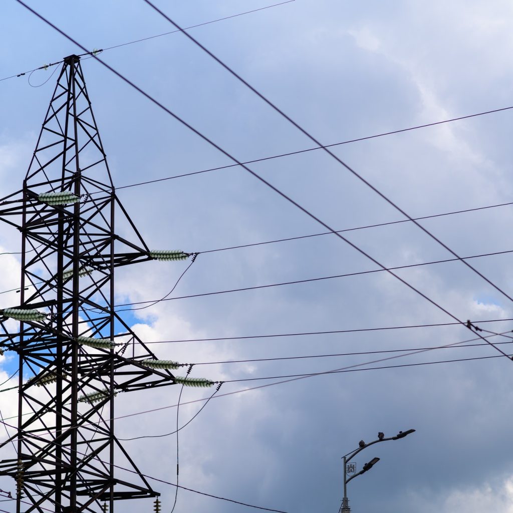 Crossing of wires of high-voltage lines.