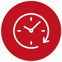 icona rossa con un orologio bianco